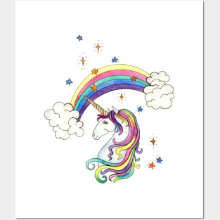 rainbow unicorn Posters and Art